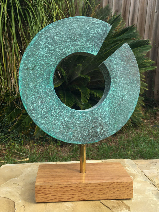 7.5” Poplar Contorta Circle with copper patina finish